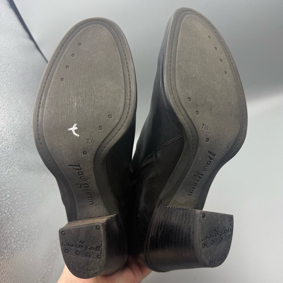 PAUL GREEN Stella Stud Black Leather Block Heel Booties Size us 7.5 - Picture 6 of 9